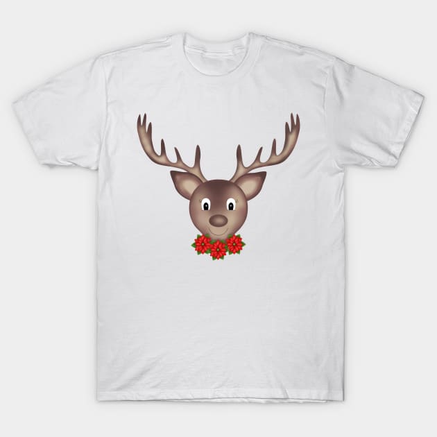 Reindeer with flowers T-Shirt by Juliana Costa